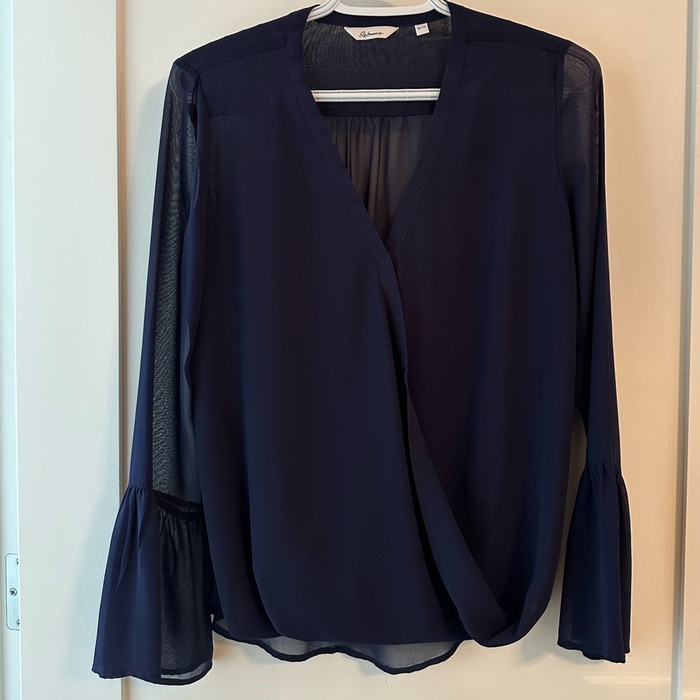 Navy Blue Sheer Blouse